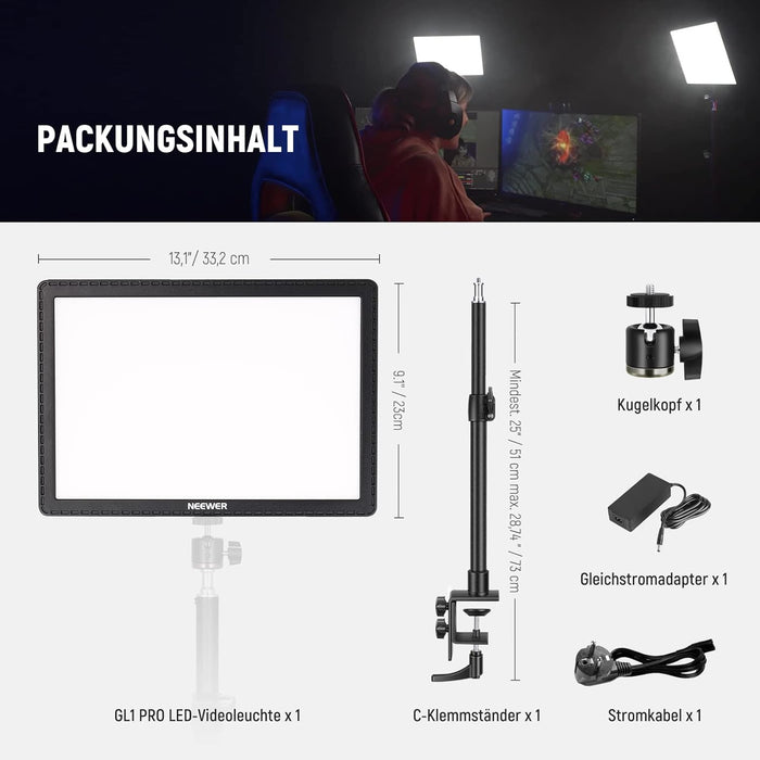 NEEWER Gl1 Pro 38x23cm light panel with 2.4G/WLAN/Bluetooth/StreamDeck/App control