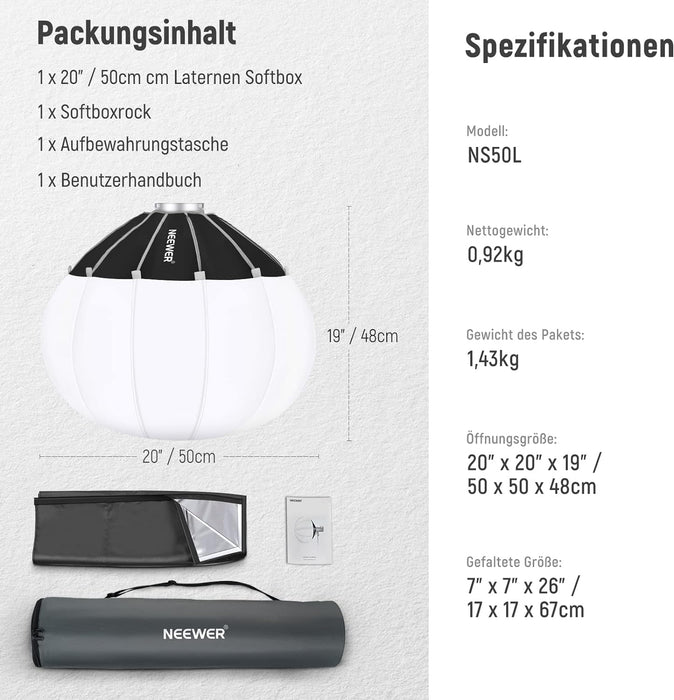 NEEWER NS50L 50cm quick release Laternen-Softbox