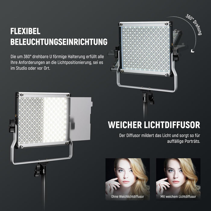 Lampe vidéo NEEWER 2 × 660 PRO II RGB LED avec trépied de lampe 2 × 200 cm