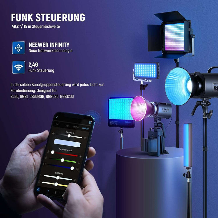 NEEWER MS60C RGB LED Videoleuchte mit 2,4G/APP Steuerung