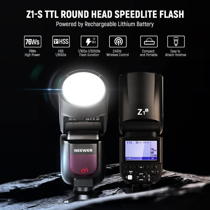 NEEWER Z1 TTL HSS unidad de flash Speedlite de cabeza redonda