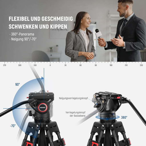 NEEWER TP74 189cm Pro Videostativ mit Fluidkopf