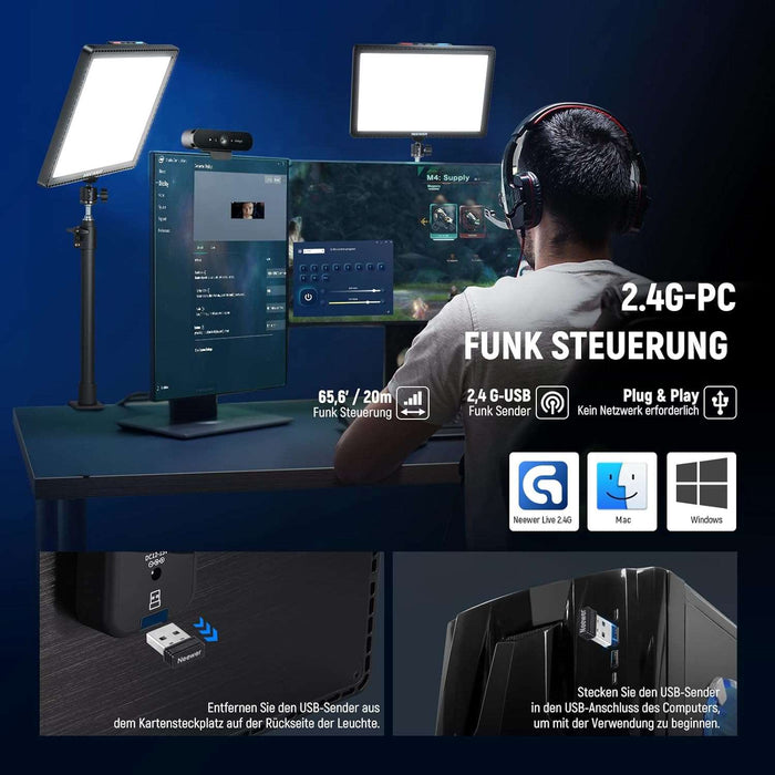 NEEWER Gl1 Pro 38x23cm Lichtpanel mit 2,4G/WLAN/Bluetooth/StreamDeck/App-Steuerung