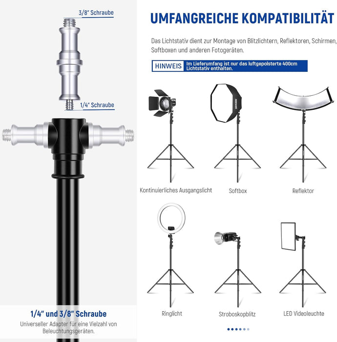 NEEWER 400 cm lichtstatief met luchtkussen